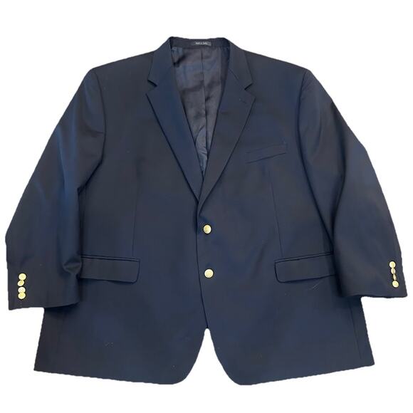 Michael KORS Mens 54R Dark Navy Blazer 100% Wool Jacket Gold Buttons Sports Coat - Picture 1 of 12